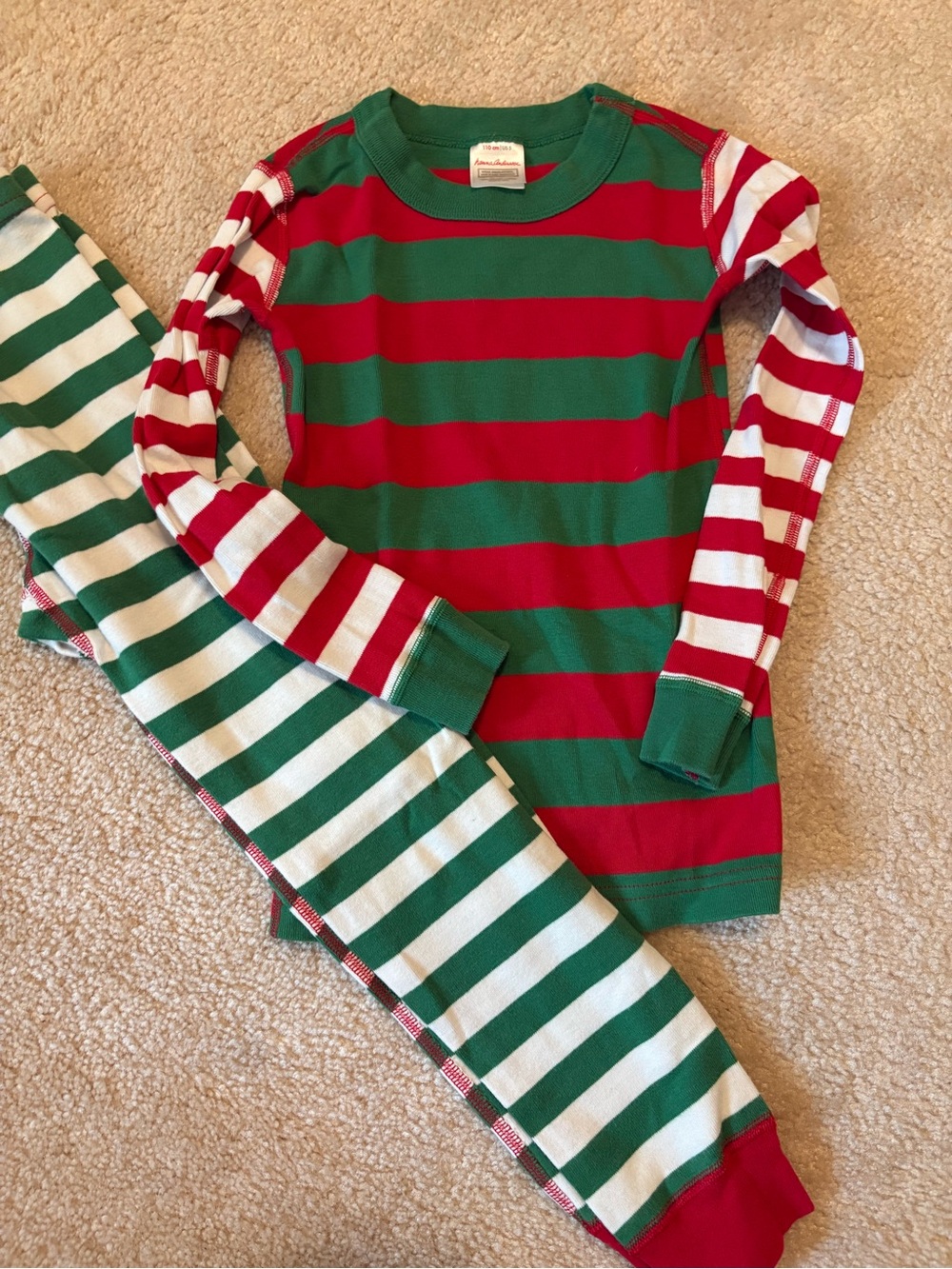 Hanna Andersson Red and Green Striped Kids Pajama Set